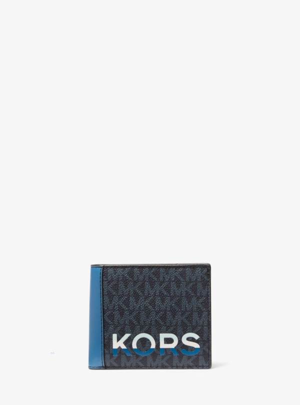 Panske Penazenky Michael Kors Cooper Logo and Faux Leather Billfold Modre - Doplnky Michael Kors Lacne | YVWTG-1857